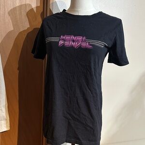 Henri Bendel Black Tee with Pink Logo